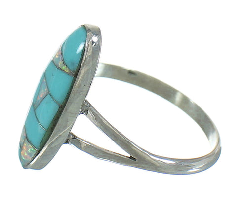 Sterling Silver Opal Turquoise Southwestern Ring Size 7-1/2 YX80486
